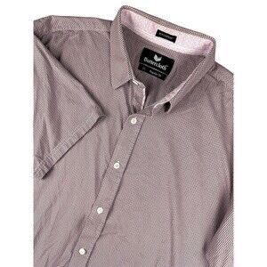 Buttercloth Icy Cotton Button Up Shirt Mens XL Pink Geometric Short Sleeve